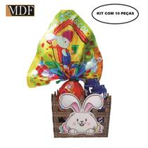 Cesta com Cercado e Aplique Coelho Deitado Páscoa Kit 10 Un. 15X15x12 Mdf Madeira Adesivado Cesta com Cercado e Aplique Coelho Deitado Páscoa Kit 10 Un. 15X15x12 Mdf Madeira Adesivado