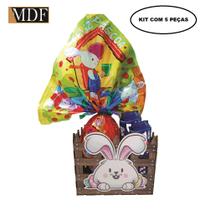 Cesta com Cercado e Aplique Coelho Deitado Páscoa Kit 5 Un. 15X15x12 Mdf Madeira Adesivado Cesta com Cercado e Aplique Coelho Deitado Páscoa Kit 5 Un. 15X15x12 Mdf Madeira Adesivado