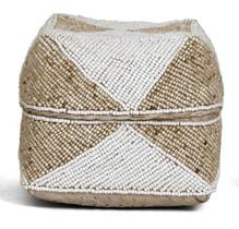 Cesta com tampa fibra bambu e micangas bege e branco mart m Cesta com tampa fibra bambu e micangas bege e branco mart m