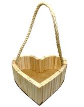 Cesta Coração 23x23cm Cestinha Madeira Namorados Presente 5u