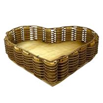 Cesta Coração Madeira C/Sintético Indiano Tamanho P Presente
