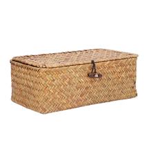 Cesta de Almacenamiento de Hierba Marina Yosoo Duradera Rectangular con Tapa