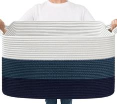 Cesta de almacenamiento Goodpick grande de algodón azul 55x38x30 cm