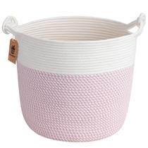 Cesta de almacenamiento para bebé Goodpick 38x38x36 cm de cuerda de algodón rosa