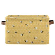 Cesta de armazenamento AUUXVA Cute Animal Bee Canvas 38x28x24cm