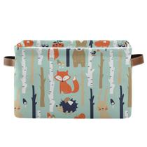 Cesta de armazenamento Cube Cute Forest Fox Bear Large Dobrable Toys Storage Box Box Bin Organizer para armário, prateleira, berçário, quarto infantil, 15x11x9,5 polegadas, 1 pacote