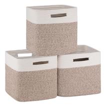 Cesta de armazenamento Cube OIAHOMY, corda de algodão de 28 cm, pacote com 3
