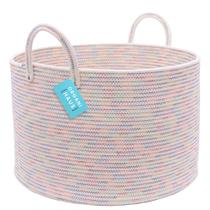 Cesta de armazenamento de brinquedos OrganiHaus Large Cotton Rope Rainbow