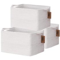 Cesta de armazenamento de corda de algodão COMFY-HOMI 34x28x24 cm branca, pacote com 3 Cesta de armazenamento de corda de algodão COMFY-HOMI 34x28x24 cm branca, pacote com 3