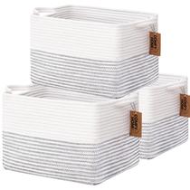 Cesta de armazenamento de corda de algodão COMFY-HOMI 34x28x24 cm branca Cesta de armazenamento de corda de algodão COMFY-HOMI 34x28x24 cm branca