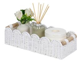Cesta de armazenamento de papel higiênico Cubesland Scalloped Edge White Cesta de armazenamento de papel higiênico Cubesland Scalloped Edge White