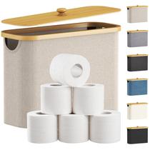 Cesta de armazenamento de papel higiênico Lifewit Bamboo Lid 23L Bege