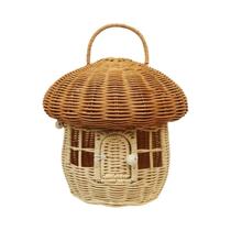 Cesta De Armazenamento De Rattan Em Forma De Cogumelo Para Mulheres, Bolsa De Palha Trançada Para