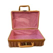 Cesta De Armazenamento De Rattan Retro Feita À Mão Para Picnic Viagem Camping Container De Alimentos