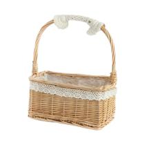 Cesta de Armazenamento de Vime em Meia Lua com Alça - Pequena e Ideal para Piquenique