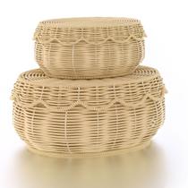 Cesta de Armazenamento de Vime Olpchee - Conjunto de 2 - Feita à Mão com Rattan