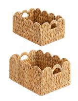 Cesta de armazenamento de vime StorageWorks Scalloped Edge, conjunto de 2