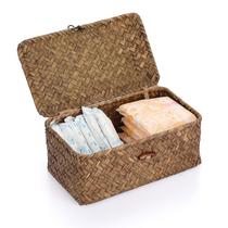 Cesta de armazenamento de vime Sumnacon Small com tampa de café Cesta de armazenamento de vime Sumnacon Small com tampa de café