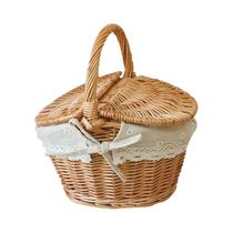 Cesta De Armazenamento De Vime Trançada À Mão Para Piquenique Ao Ar Livre, Organizador De Cozinha,