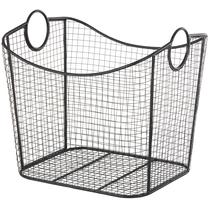 Cesta de armazenamento Deco 79 decorativa em metal com alças redondas Cesta de armazenamento Deco 79 decorativa em metal com alças redondas