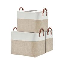 Cesta de Armazenamento DECOMOMO - Grande (42x30x33cm) - Cinza e Branco