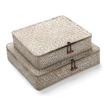 Cesta de armazenamento DECRAFTS Whitewash Seagrass com tampa, conjunto de 2 Cesta de armazenamento DECRAFTS Whitewash Seagrass com tampa, conjunto de 2