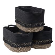 Cesta de armazenamento Degeyoyo, pacote com 3, corda grande de algodão boho 38x25x22cm Cesta de armazenamento Degeyoyo, pacote com 3, corda grande de algodão boho 38x25x22cm
