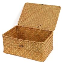 Cesta de armazenamento FEIALNDUO Cestos de prateleira de vime com tampa de ervas marinhas Cesta de armazenamento FEIALNDUO Cestos de prateleira de vime com tampa de ervas marinhas