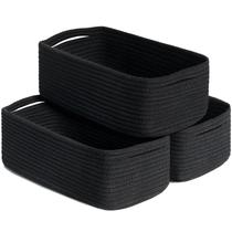 Cesta de armazenamento Goodpick Cotton Rope 33x20x13 cm, pacote com 3 Cesta de armazenamento Goodpick Cotton Rope 33x20x13 cm, pacote com 3