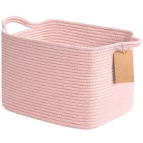 Cesta de armazenamento Goodpick Cotton Rope 33x25x23 cm rosa claro
