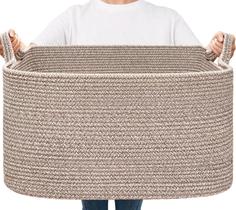 Cesta de Armazenamento Goodpick em Algodão Trançado Marrom - 55x38x30cm