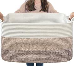Cesta de Armazenamento Goodpick em Algodão Trançado - Marrom Claro (55x38x30cm)