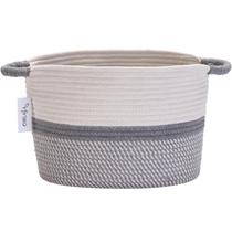Cesta de armazenamento Hinwo Oval Cotton Rope 33x26x25cm em branco/cinza Cesta de armazenamento Hinwo Oval Cotton Rope 33x26x25cm em branco/cinza