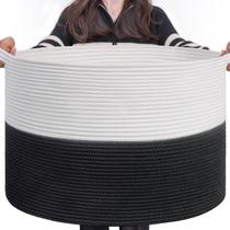 Cesta de Armazenamento INDRESSME de Corda de Algodão - 90L - Branca e Preta
