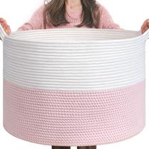 Cesta de Armazenamento INDRESSME XXXL - Corda de Algodão Rosa (55x55x35cm)