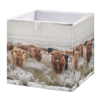 Cesta de armazenamento linqin Scottish Highland Cow Print Cube