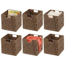 Cesta de armazenamento MDesign Natural Woven Hyacinth, pacote com 6 unidades, marrom Cesta de armazenamento MDesign Natural Woven Hyacinth, pacote com 6 unidades, marrom