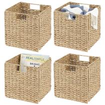 Cesta de armazenamento MDesign Seagrass Woven Cube 10,5 x 10,5 x 10,5 cm - pacote com 4