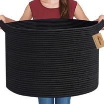 Cesta de Armazenamento MEGASKET Grande - Corda Tecida Preta (56x56x36cm)