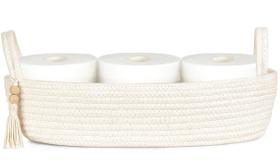 Cesta de armazenamento Mkono Small para vaso sanitário de algodão branco