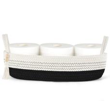 Cesta de armazenamento Mkono Toilet Tank Top Boho Preto/Branco Algodão