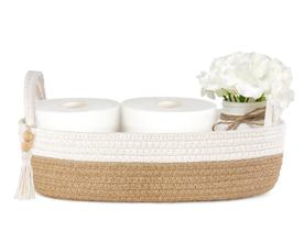 Cesta de armazenamento Mkono Toilet Tank Top Woven Rope Brown