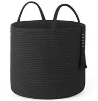 Cesta de armazenamento Mkono Woven Natural Rope com miçanga de madeira 16x35cm Cesta de armazenamento Mkono Woven Natural Rope com miçanga de madeira 16x35cm