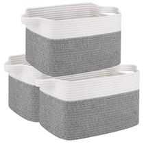 Cesta de armazenamento OIAHOMY 13x25x22cm 100% algodão branco e cinza