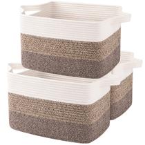 Cesta de armazenamento OIAHOMY, corda de algodão tecida 33x25x22 cm x3 Cesta de armazenamento OIAHOMY, corda de algodão tecida 33x25x22 cm x3