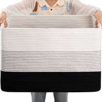 Cesta de Armazenamento OIAHOMY de Corda de Algodão - 108L - Preto Degradê