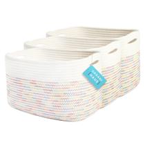 Cesta de armazenamento OrganiHaus Rainbow, conjunto de 3 cordas de algodão