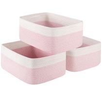 Cesta de armazenamento: organizador de tecido OIASKET, 38x29x17 cm, rosa, pacote com 3 Cesta de armazenamento: organizador de tecido OIASKET, 38x29x17 cm, rosa, pacote com 3