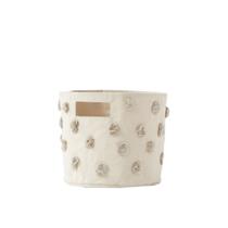 Cesta de armazenamento PEHR Pom Pom Pint cinza 100% algodão