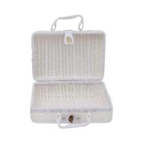 Cesta De Armazenamento Portátil Retrô Em Vime PP, Caixa De Presente Para Piquenique, Organizador De